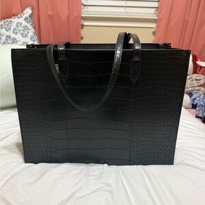 Beis Work Tote in Black Croc